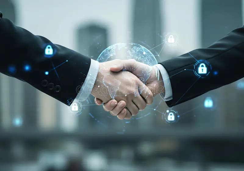 Teamwork Digital Partnership Business Handshake Technology Emphasizing Teamwork Collaboration Digital 378819576 (1)